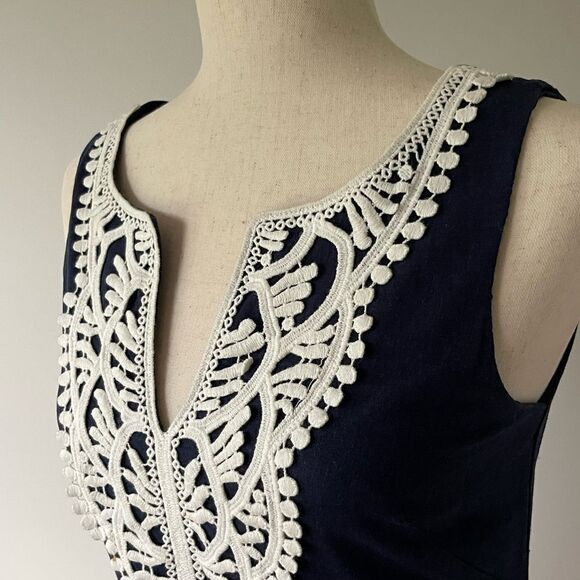 Eliza J sleeveless pompon trim shift dress size 4 - Picture 3 of 8